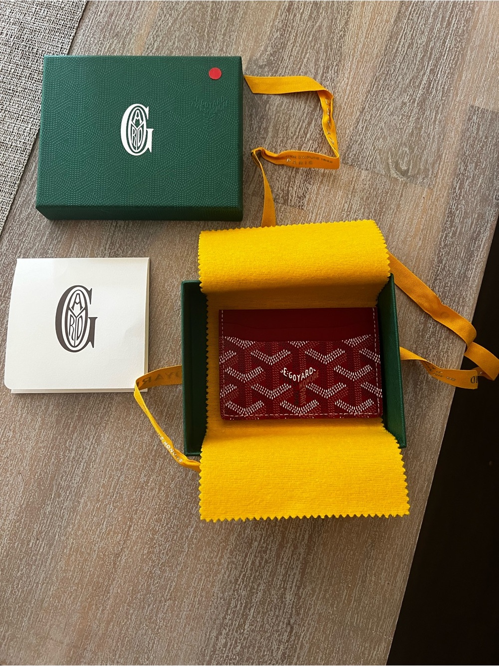 Goyard Burgundy Card Holder with Chevron Motif